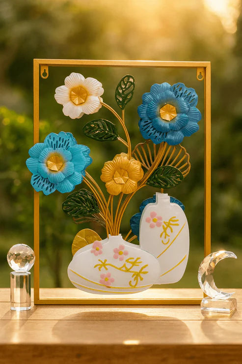 3D Metal Floral Wall Art Vase Decor