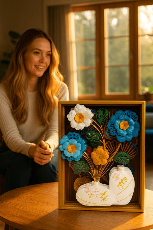 3D Metal Floral Wall Art Vase Decor